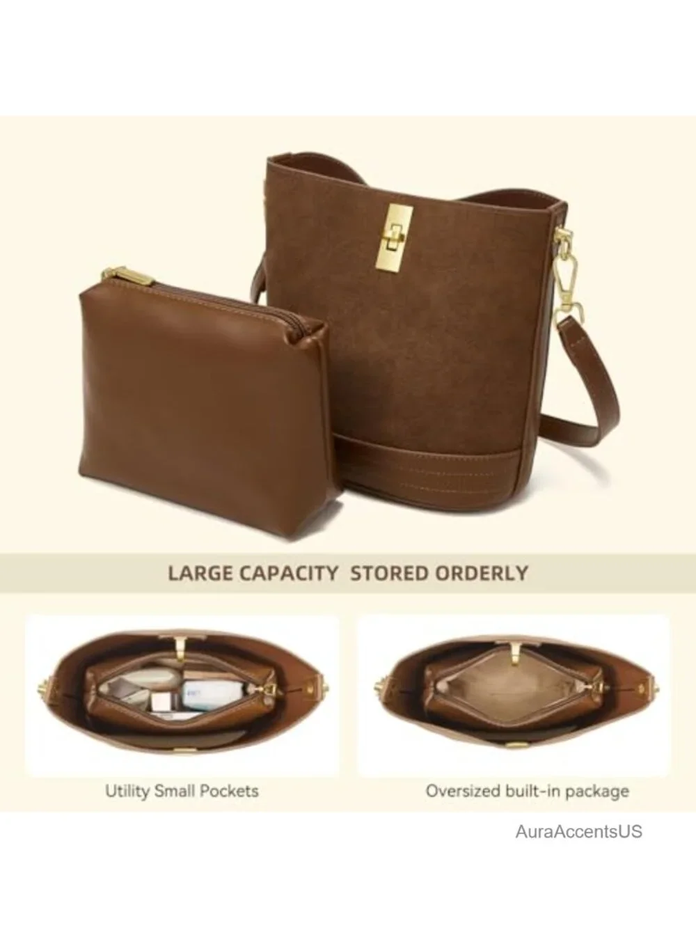 Women's Small Faux Suede Bucket Bag Crossbody Shoulder Purse Hobo Handbag